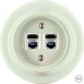 Розетка интернет Cat.6 экранир. двойная, жемчужный глянцевый OPCOGsCat6e Katy Paty