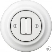 Ретро выключатель белый глянцевый ALG2Sl5 Katy Paty двухклавишный