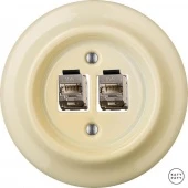 Розетка интернет Cat.6а экранир.10G двойная, ваниль глянцевая PNFLGsCat6a Katy Paty