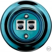 Розетка интернет Cat.6 экранир. двойная, синий металлик PEAZGsCat6e Katy Paty