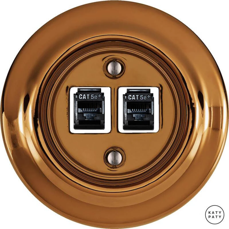 Розетка интернет Cat.5e двойная, медный глянцевый OPCUNGsCat5e Katy Paty Розетка интернет Cat.5e двойная, медный глянцевый OPCUNGsCat5e Katy Paty