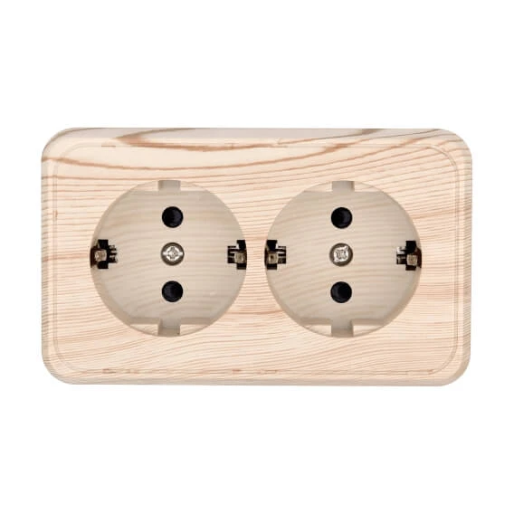 Дизайнерская розетка двойная с заземлением и шторками, сосна, 813525 LK Studio, серия LKStandard Дизайнерская розетка двойная с заземлением и шторками, сосна, 813525 LK Studio, серия LKStandard