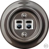 Розетка интернет Cat.6 экранир. двойная, коричневый глянцевый BRGsCat6e Katy Paty