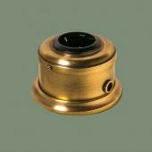 Ретро розетка с заземлением и шторками, серия ДИП-200 светлая латунь, рамка: металл, механизм: черный D213-7 Romatti