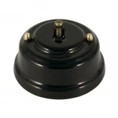 Ретро выключатель, черный, тумблер бронза, ВР1ЧБ ЛЕАНЗА одноклавишный