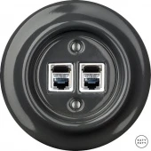 Розетка интернет Cat.6 экранир. двойная, графит глянцевый CRGsCat6e Katy Paty