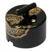 Ретро выключатель Императорская, черный с золотой росписью, GE90404-05E ТМ МезонинЪ одноклавишный, проходной