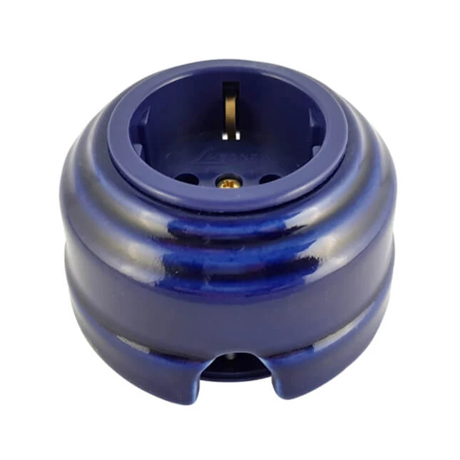 Ретро розетка проходная с/з, лазурный, золотистая фурнитура, РПЛЗ ЛЕАНЗА Ретро розетка проходная с/з, лазурный, золотистая фурнитура, РПЛЗ ЛЕАНЗА