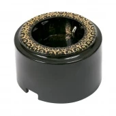 Ретро розетка Императорская с заземлением, черный с золотой росписью, GE90301-05E ТМ МезонинЪ