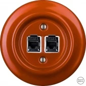 Розетка интернет Cat.6 двойная, красно-коричневый глянцевый OPAURGsCat6 Katy Paty