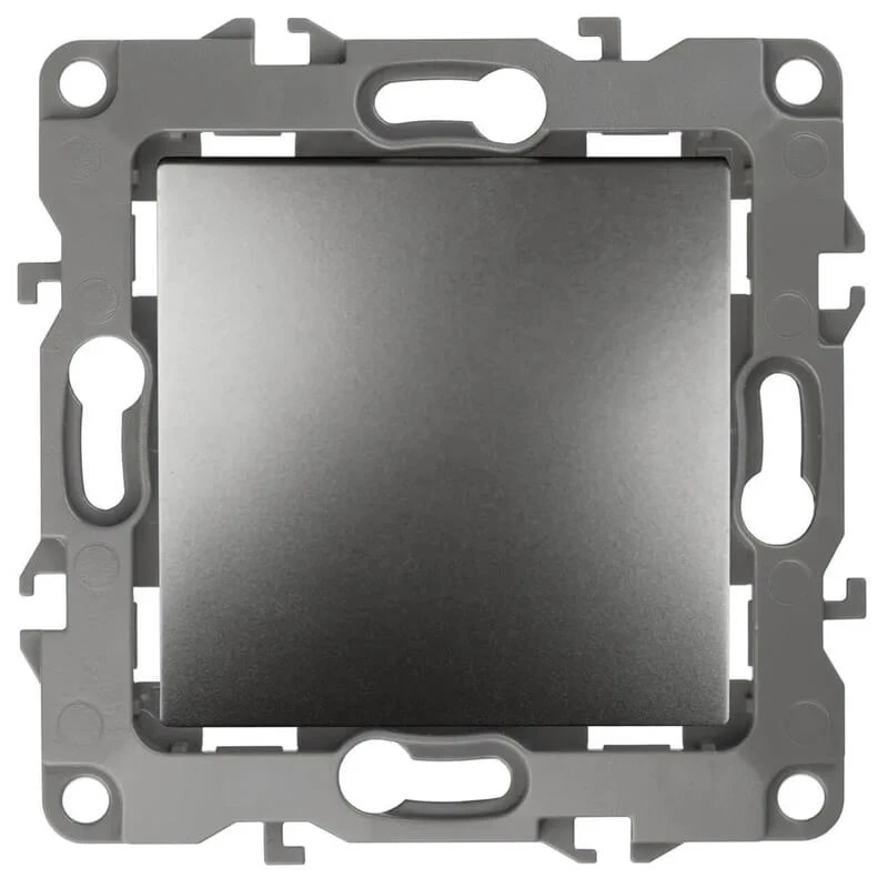 Дизайнерский выключатель без м.лапок, графит, Б0019272 Эра, одноклавишный, серия 12 Дизайнерский выключатель без м.лапок, графит, Б0019272 Эра, одноклавишный, серия 12