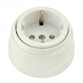 Ретро розетка с заземляющим контактом и шторками, РА16-0206 бежевый Bylectrica