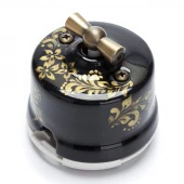 Ретро выключатель черный с золотой росписью OP11BL.GD Salvador одноклавишный проходной