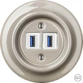 Ретро розетка USB капучино глянцевый LUGsUSBw Katy Paty