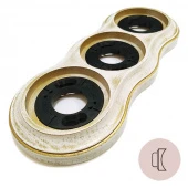 Рамка с пластиковой вставкой 3 местная, на бревно 240, восьмерка, белый с золотой патиной, 25766 Lindas