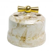 Ретро выключатель Verona мрамор, KVGSw2-K05 Edisel двухклавишный с золотой ручкой