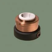 Ретро розетка с заземлением и шторками, серия Лонжин светлая медь, рамка: черная, механизм: белый L232-8 Romatti