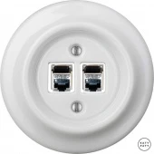 Розетка интернет Cat.6 экранир. двойная, белый глянцевый ALGsCat6e Katy Paty