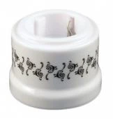 Ретро розетка с заземлением белая с черным узором B1-101-01 D1/1 BIRONI