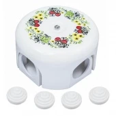 Распределительная коробка D110 белая с флористическим узором B1-522-01-D209/5-K BIRONI с 4 кабельными вводами в комплекте