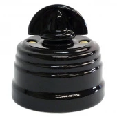 Ретро выключатель Grande черный, KGMSw1-K04 Edisel одноклавишный проходной, ручка-монетка