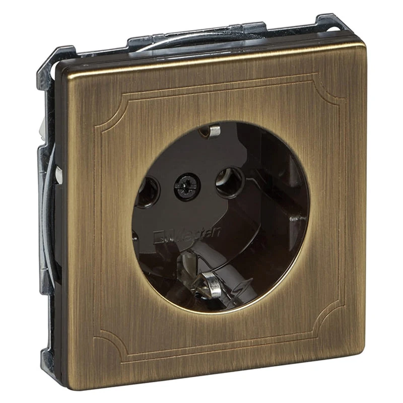 Механизм розетки с заземлением, античная латунь, MTN2301-4143 Schneider Electric, серия Merten Antique Механизм розетки с заземлением, античная латунь, MTN2301-4143 Schneider Electric, серия Merten Antique