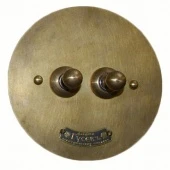 Ретро выключатель, латунь, 02020Л22И-100 ГусевЪ, двухклавишный проходной