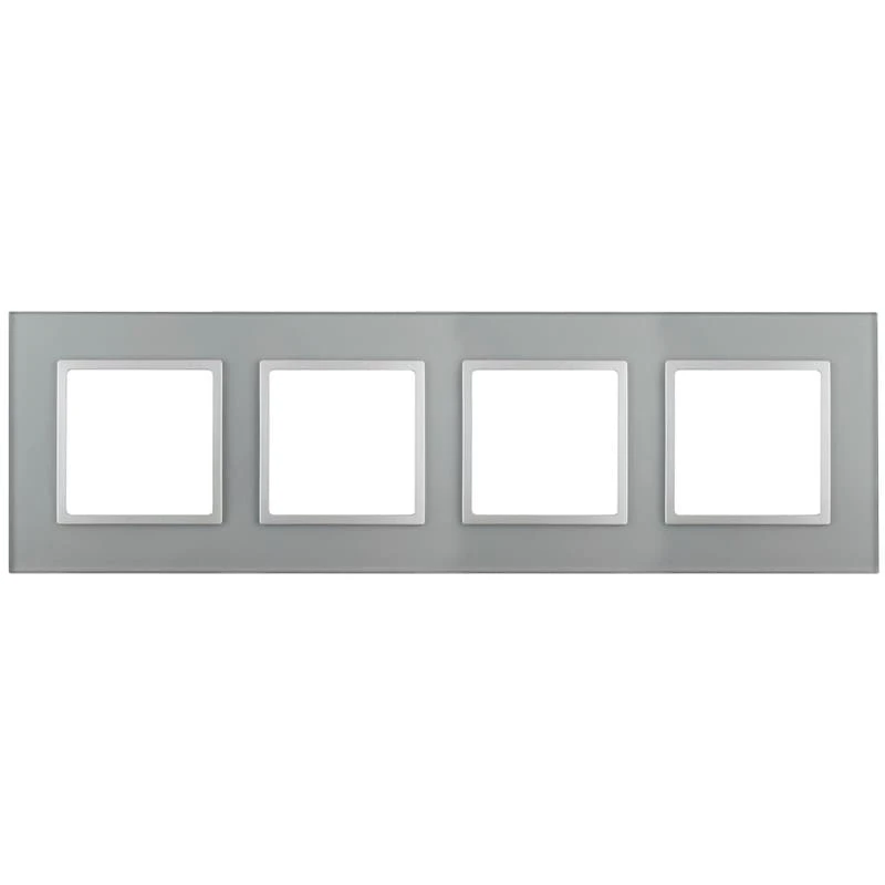 Дизайнерская рамка 4 местная, алюминий, Б0034526 Эра, серия Elegance Дизайнерская рамка 4 местная, алюминий, Б0034526 Эра, серия Elegance