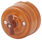 Ретро выключатель двухклавишный, бразильский орех R-SW-29-БО (KM) Retrika