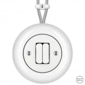 Ретро выключатель белый глянцевый ALС2Sl5 Katy Paty двухклавишный