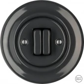 Ретро выключатель проходной графит глянцевый CRG2Sl6/6 Katy Paty двухклавишный