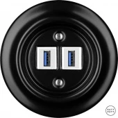 Ретро розетка USB черный матовый NIMsUSBw Katy Paty