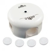 Распределительная коробка D78 белая с черным узором B1-521-01 D103-1-K BIRONI с 4 кабельными вводами в комплекте