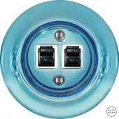 Розетка интернет Cat.5e двойная, голубой металлик PECAGsCat5e Katy Paty