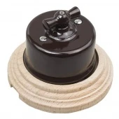 Ретро выключатель Combi-1, коричневый, натурель, B1-201-02/С1 BIRONI, одноклавишный проходной