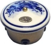 Распаечная коробка, D80, белый с узором под Гжель, 16280Р-80 ГусевЪ
