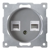 Дизайнерская розетка телефонная RJ-11/ компьютерная RJ-45, 2172840, серый, OneKeyElectro