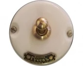 Ретро выключатель, белый, 12540И-80 ГусевЪ, одноклавишный проходной