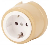 Ретро розетка с заземлением и шторками, имбирь, OP12GI (KM) Salvador