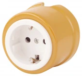 Ретро розетка с заземлением и шторками, охра, OP12OH (KM) Salvador