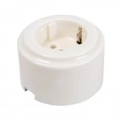Ретро розетка Cilindro электрическая с заземлением, белый GE90301-01 ТМ МезонинЪ