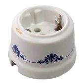 Ретро розетка электрическая с заземлением, декор синий №1 RS-800003 Retrika