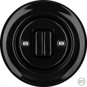 Ретро выключатель черный глянцевый NIG2Sl5 Katy Paty двухклавишный