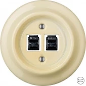 Розетка интернет Cat.5e двойная, ваниль глянцевая PNFLGsCat5e Katy Paty