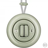 Ретро выключатель проходной серо-зеленый глянцевый CHС2Sl6/6 Katy Paty двухклавишный