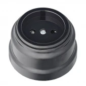 Ретро розетка без заземления, со шторками, РА16-0205 черный Bylectrica