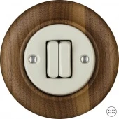 Ретро выключатель американский орех матовый LINUMM2Sl5 Katy Paty двухклавишный