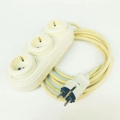 Ретро удлинитель WOOden с заземлением, cлоновая кость, IEUDLIV3 Interior Electric, 3 м.