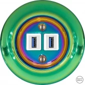 Ретро розетка USB зеленый металлик PECHGsUSBw Katy Paty