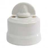 Ретро выключатель Verona белый, KVMSw2-K01 Edisel двухклавишный, ручка-монетка